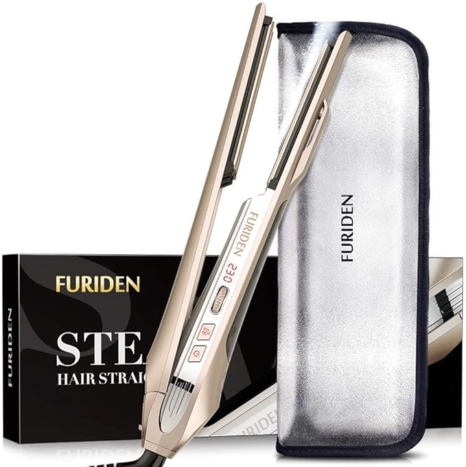 FURIDEN Steam Flat Iron Hair Straightener, Professional