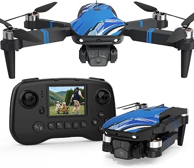 Drone con Camera, Schermo LCD FPV Live Video, Droni Motore Brushless, Sistema di Prevenzione Ostacoli a 270°, 3D Flips, Supporta Schede SD fino a 32 GB, Peso Inferiore a 250g per Beginners