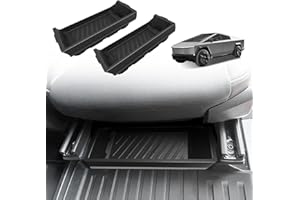 BestEvMod 2PCS Under Front Seat Storage Box Compatible with Tesla Cybertruck 2024 2025 Interior Accessories Under Seat Organizer Hidden Tray Non-Slip Hidden Underseat Rubbery Bins Driver & Passenger