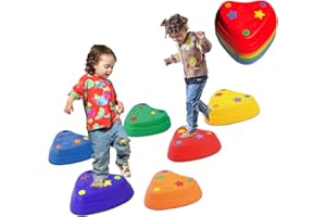 FANBOXK 6Pcs Heart-Shaped Balance Stepping Stones for kids,Obstacle Courses Coordination Game Sensory Toys for Toddlers,Indoor or Outdoor Play Equipment Toys Toddler Ages 3 4 5 6 7 8+