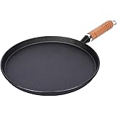 Opexscal 10 inch Cast Iron Crepe Pan, Cast Iron Tawa Dosa Tortilla Pan, Flat Skillet for Roti Dosa Comale