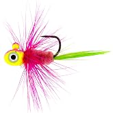 Northland Fishing Tackle Tungsten Flat Fry Fly Jig, Real Feather, Sonar-Friendly Panfish Jig for Crappie, Bluegill, and Perch, Assorted Sizes &amp; Colors