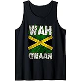 Jamaica Shirt Wah Gwaan Rasta Cool Distressed Jamaican Flag Tank Top