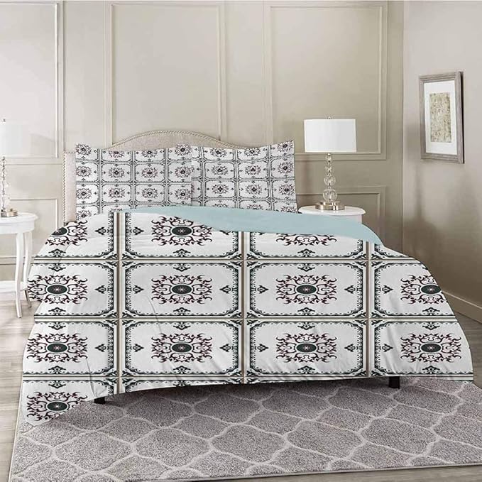 Turkish Pattern 3 Pieces Bedding Duvet Cover Set, Vintage Composition