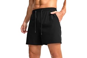 Soothfeel Men's Athletic Running Shorts with Zipper Pocket 5 Inch Quick Dry Exercise Tennis Shorts Gym Workout Shorts for Men