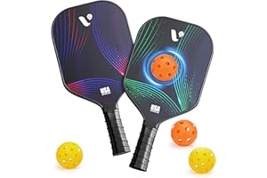 VOIDAY Pickleball Paddles Set of 2, USAPA Approved Fiberglass Pickle Ball Paddles with 4 Pickle Balls, Durable &Lightweight Racket for Beginners, Pros, Men, Women, Adults, Kids