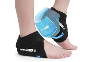 ComfiTECH Dual-Gel Ankle Foot Ice Pack Wrap with Extended 30-Min Cooling, Adjustable Compression Support for Plantar Fasciiti