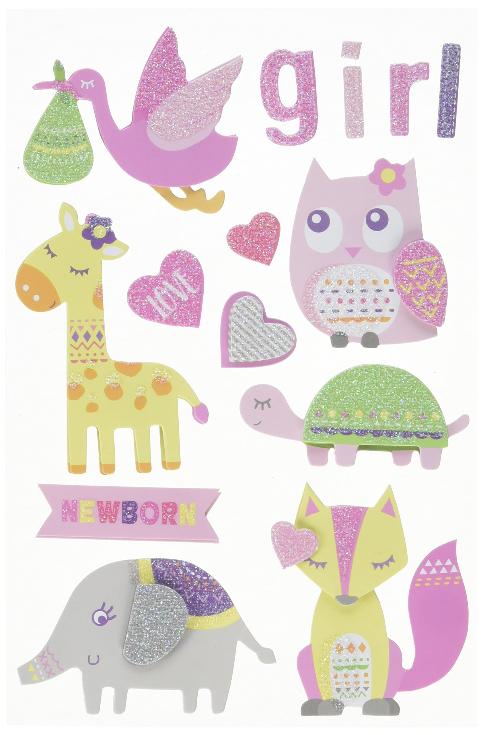 Rayher 50083262 3D Paper Sticker Baby, baby pink, 15pcs, with effects, tab-bag