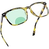 YEIN Bifocal Reading Glasses with Blue Light Blocking Lenses, Bifocal Reader for Women and Men, Vintage Square frame with Spring Hinge (+0.00/+1.00 magnification)