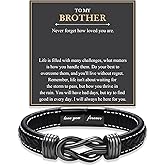 FIEEFX Love You Forever Leather Bracelet Gifts for Men Him Teen Boys, To My Brother Son Grandson Nephew Friend Dad Husband Christmas Birthday Valentines Fathers Day Graduation Back to School Gifts