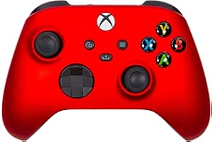 CRAZY CONTROLLERZ Xbox One Series X S Custom Soft Touch Controller - Soft Touch Feel, Added Grip, Metallic Red Color - Compatible with Xbox One, Series X, Series S