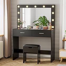 YESHOMY Vanity Desk with Mirror, Makeup Table with