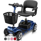 Vive 4 Wheel Mobility Scooter - Electric Powered Wheelchair Device | Compact Heavy Duty Mobile for Travel, Adults, Elderly - Long Range Power Extended Battery with Charger &amp; Basket