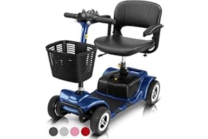 Vive 4 Wheel Mobility Scooter - Electric Powered Wheelchair Device - Compact Heavy Duty Mobile for Travel, Adults, Elderly - Long Range Power Extended Battery with Charger & Basket