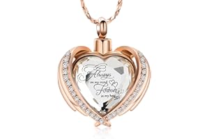 Imrsanl Cremation Jewelry for Ashes Pendant - Crystal Heart Urn Necklace with Mini Keepsake Urn Memorial Ash Jewelry