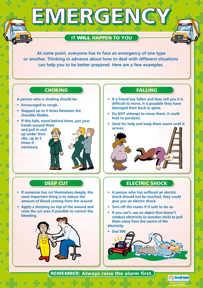 Emergency | PSHE Posters | Gloss Paper measuring 850mm x 594mm (A1) | PSE Classroom Posters | Education Charts by Daydream Education