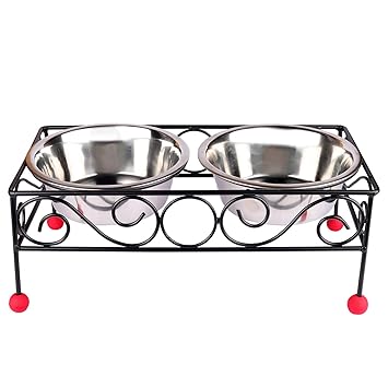 Naaz Wrought Iron Dog Bowl Stand Collection Rustic Square Elevated