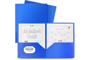 Dunwell Plastic Folders with Pockets - (Blue, 3 Pack), 2 Pocket Poly Folders for School or Work, Durable Heavy Duty File Folders, Includes Removable Adhesive Labels