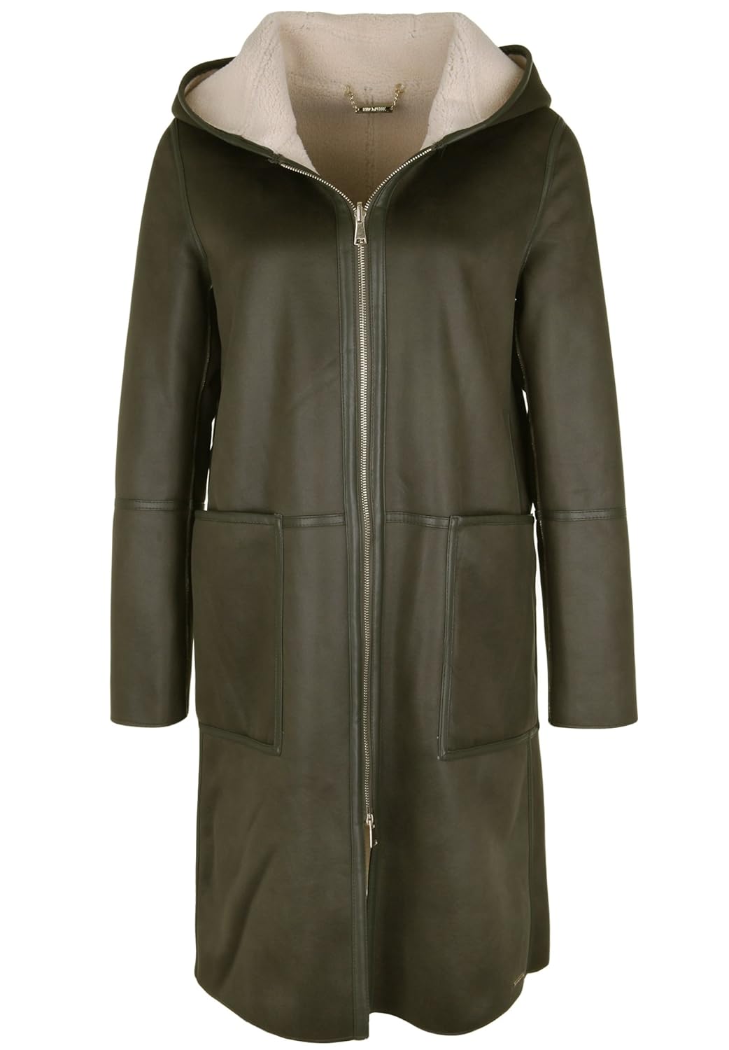 Rino & Pelle Women's Parka Plain Long Sleeve Coat Green Green Small