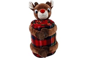 ANIMAL ADVENTURE Rudolph The Red-Nosed Reindeer | 13" Holiday Rudolph with 50" x 60" Blanket | Officially Licensed Collectible Plush and Throw Bundle Brown