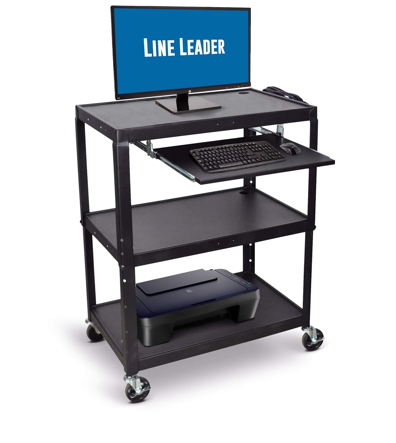 AV Cart Black 42x24x18 Includes Three Height Adjustable Shelves