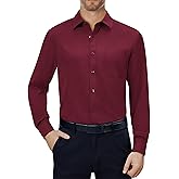 Alimens & Gentle Mens Dress Shirts 4-Way Stretch Long Sleeve Collared Casual Solid Wedding Dating Button Down Shirt