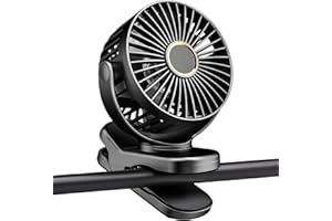 FrSara USB Battery Powered Clip on Fan, Portable Small Fan with USB TYPE-C Charging, 3 Speeds Strong Airflow, with Sturdy Clamp, Quiet Desk Fan, Ideal for Bedroom Office Desktop Treadmill, Black