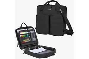 egiant 3 Inch 3 Ring Zipper Binder with Shoulder Strap & Handle & Multi-Pocket - 3" Binder with Zipper for School, Compatible with 13-Inch MacBook/Tablet -Patent Design Black