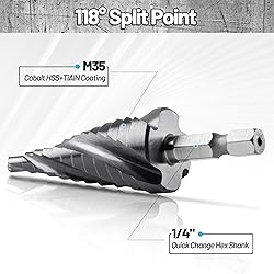 3 PCS Cobalt M35 Step Drill Bits Set 1/8" to