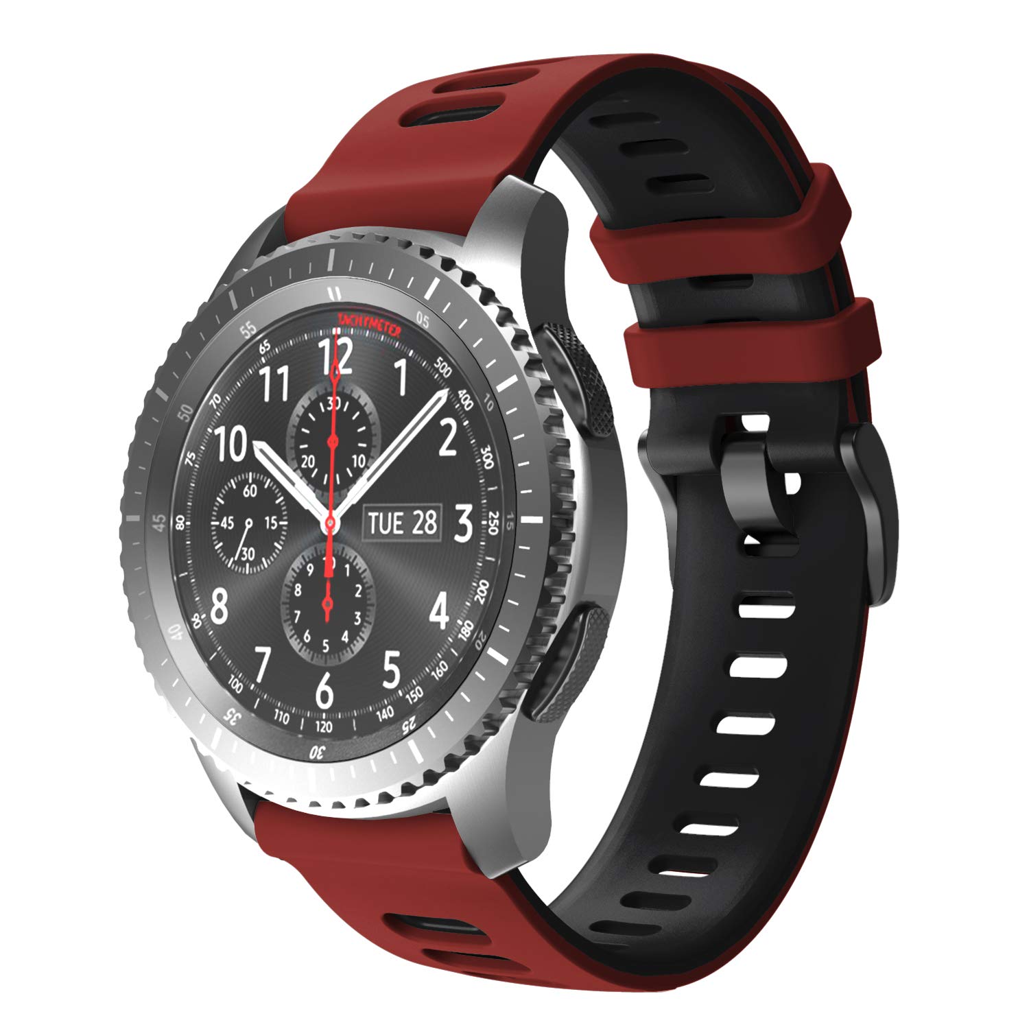 NotoCity for Gear S3 Frontier Strap/Classic Strap/Galaxy Watch 46mm, 22mm Soft Silicone Replacement Strap for Samsung Gear S3 Frontier/S3 Classic/Huawei Watch GT/GT 2/GT 2e(redblack)