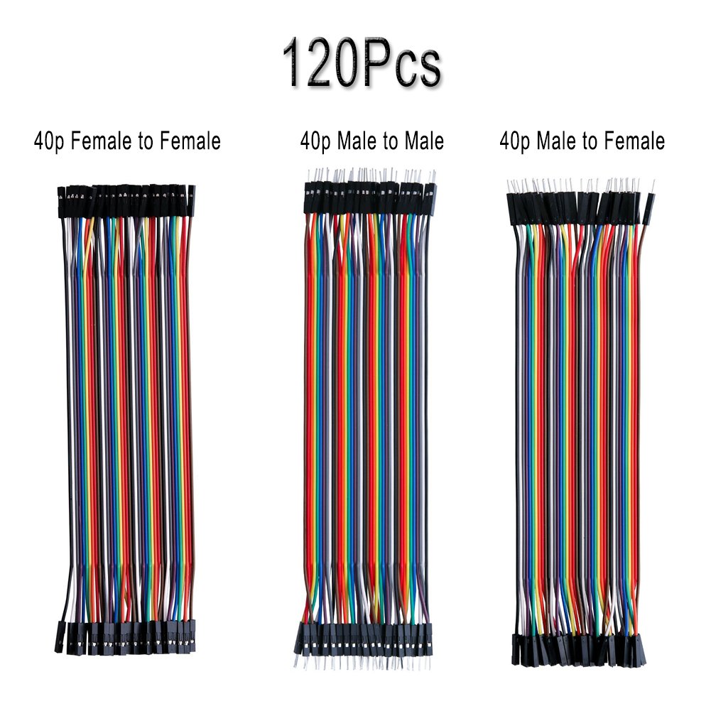 FICBOX 3 Pcs 400 tie points Solderless Breadboard with 120pcs Dupont Wire 40pin Male to Female, 40pin Male to Male, 40pin Female to Female Jumper Wires for arduino (3 Breadboard+3 Dupont Wire)