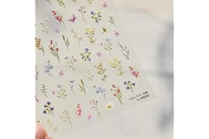 FBABFBUO Flower Nail Art Stickers Decals, Spring Flowers Nail Stickers for Nail Art, Floral Plant Nails Design 5D Embossed Nail Decals Flower Stickers for Nails Spring Manicure Supply for Women Nail Decoration