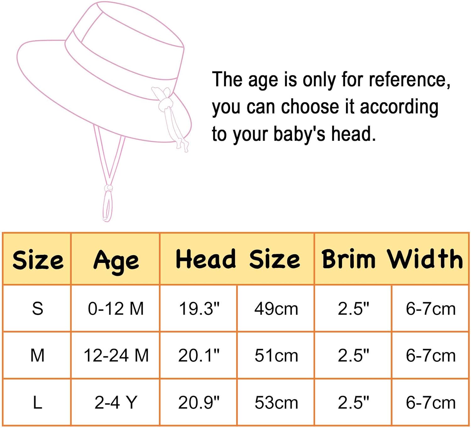 Simplicity Baby Sun Hat Baby UPF 50+ Adjustable Drawstring Wide Brim Bucket Sun Hat: Clothing