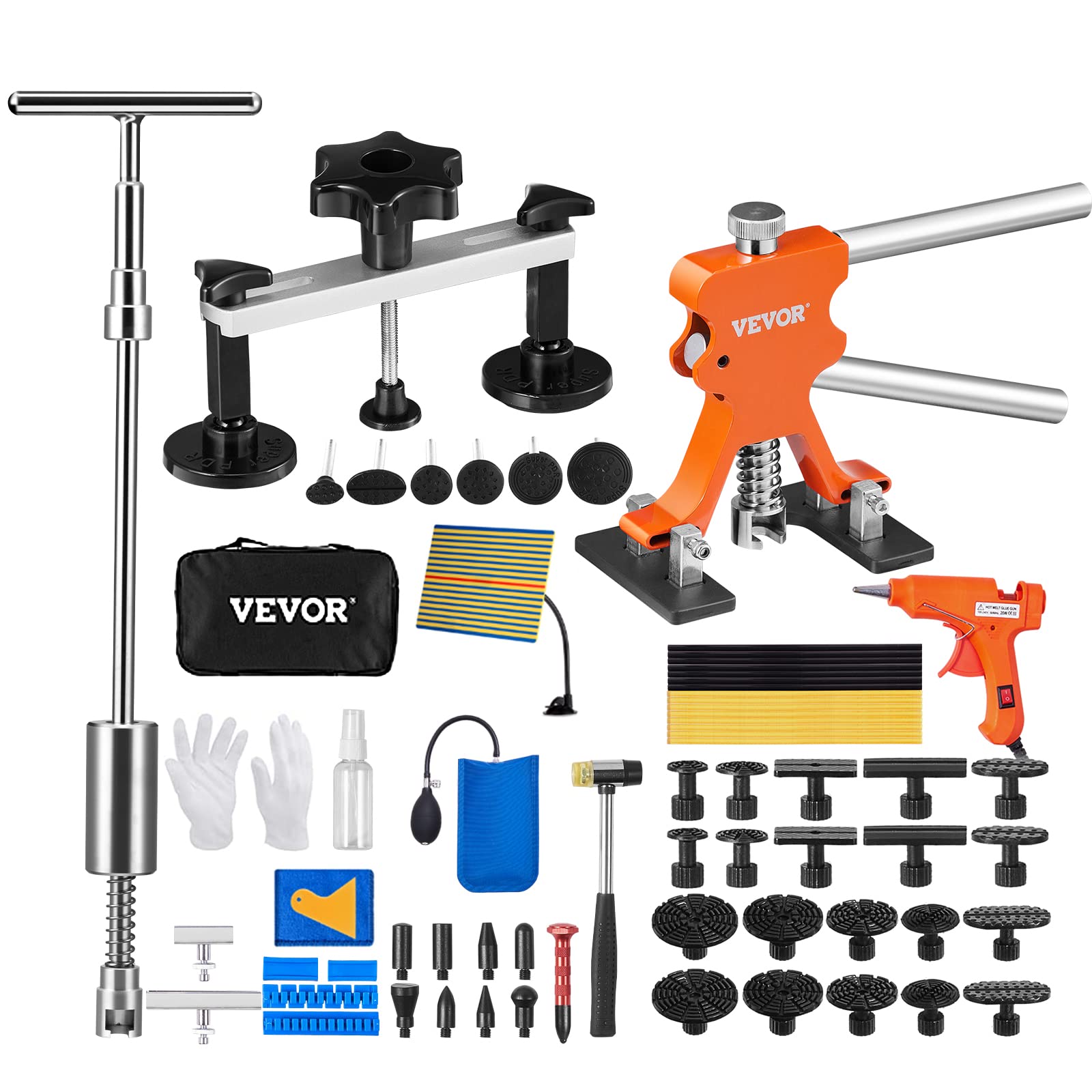 19-Piece Dent Removal Tool Kit - Auto Body Paintless Dent Repair Glue Puller Set
