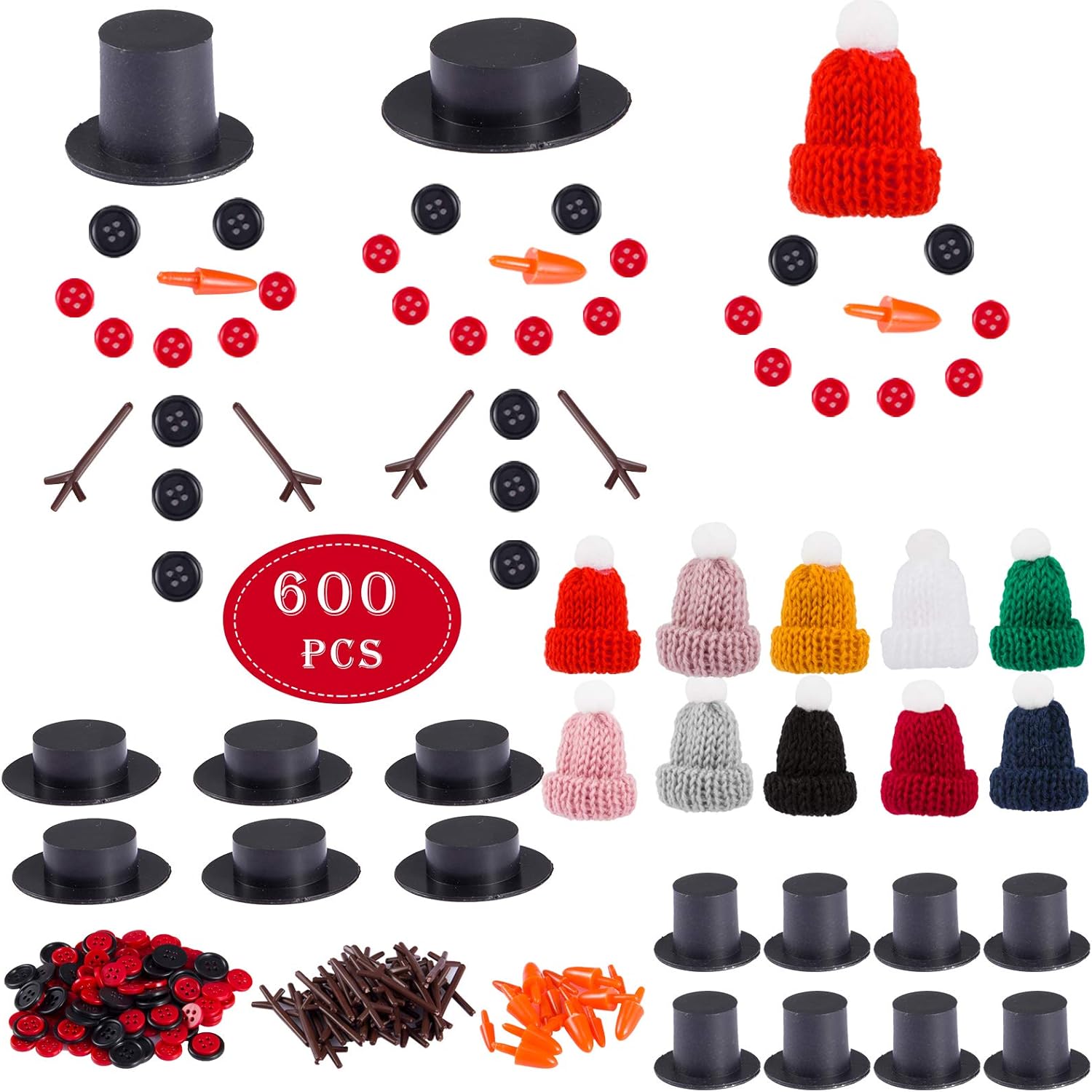 40 Sets Buttons for Snowman Crafts DIY 60pcs Mini Black