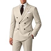 Wangyue Mens Suits Double Breasted Suit Men Slim Fit 2 Piece Wedding Prom Double Breasted Blazer Groom Suit Pants Sets