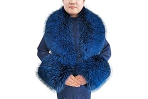 Eosxrp Faux Fur Collar Cuffs Set Warm Fake Fur Scarf Winter Women Fluffy Large Shawl Furry Scarves