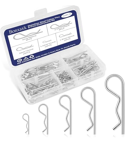36 PCS Cotter Pins Assortent Kit, R Clips Split Pins Cotter Pin