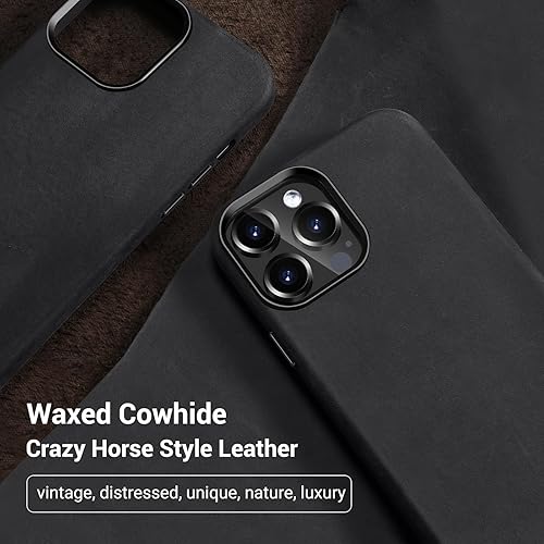 Belemay Compatible with iPhone 14 Pro Leather Case Magsafe Top