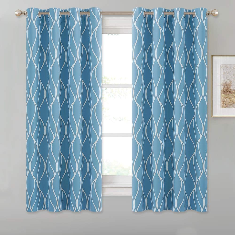 Amazon Com Ryb Home Living Room Window Curtains Energy Savings Heat Cold Blocking Grommet Drapery Panels For Office Bedroom Blue W 52 X L 63 Inches 1 Pair Home Kitchen