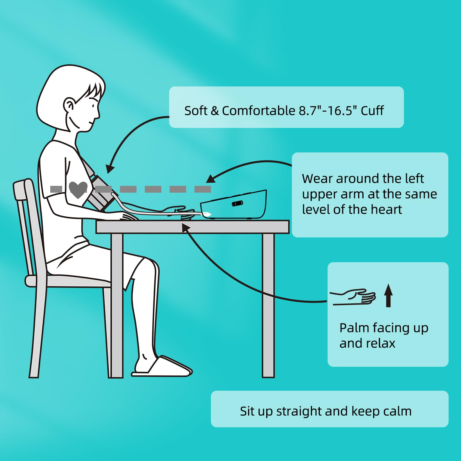 Blood Pressure Monitor, Upper Arm Blood Pressure Machine for Home Use, Digital Talking BP Monitor with 2x99 Readings Memory Adjustable Cuff 8.7