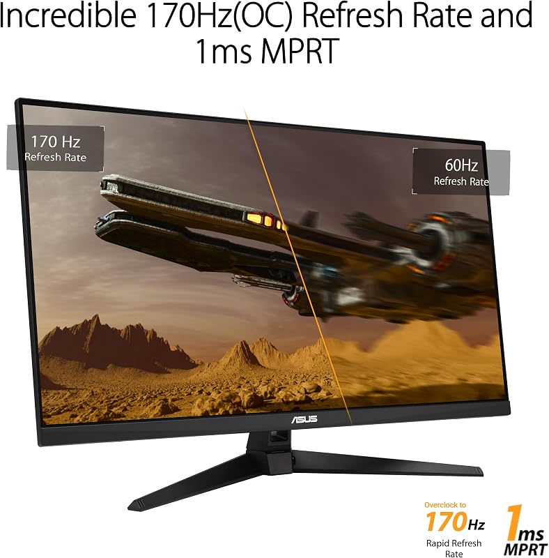 Monitor de jogos asus tuf vg328qa1a 32 "full hd (overclock até 170 hz (165 hz nativo), desfoque de movimento extremamente baixo, freesync premium, 1 ms (mprt), shadow boost)