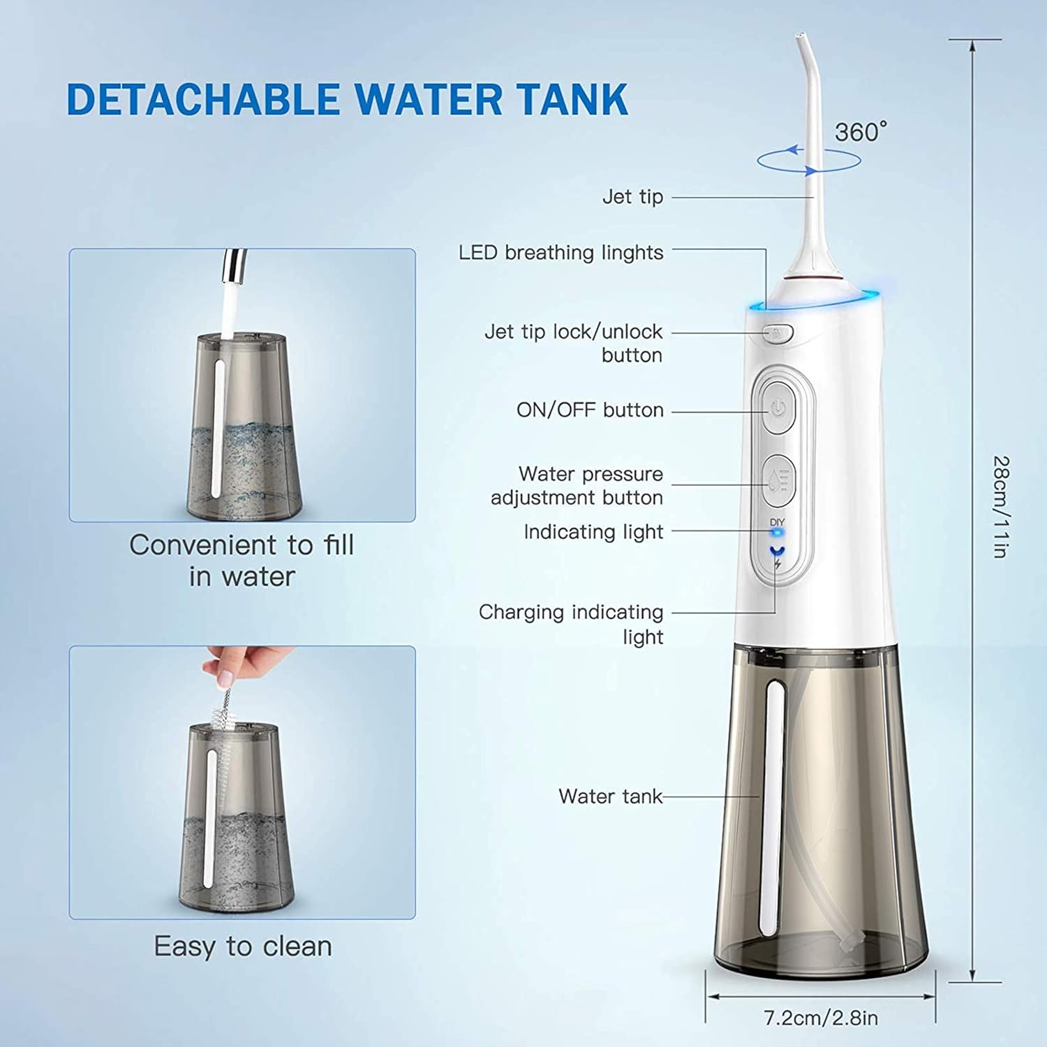 BESTOPE Water Flosser for Teeth Cordless Water Flossers Dental Oral Irrigator with DIY Mode 4 Jet Tips, IPX7 Waterproof, Portable and Rechargeable for Home&Travel : Beauty