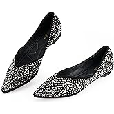 Flats Shoes Women Rhinestone Pointed Head Ballet Flats Comfortable Soft Memory Foam Insole Flat Shoes for Women Comfortable Dress Shoes