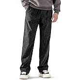 COOLGYM Mens Corduroy Casual Pants Warm Straight Leg Loose Fit with Pockets Drawstring Elastic Waist Vintage Sweatpants Baggy