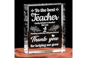 GBZRJ Teacher Appreciation Gifts, Appreciation Gifts for Teacher, Engraved Crystal Plaque Thank You Gifts for Teacher, Thank You Teacher Gifts for Women/Men Crystal Appreciation Plaque