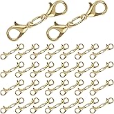 50Pcs Double Lobster Clasp Extender Gold Double End Design Necklace Extender Clasp Closures Jewelry Converters Connector for Women Necklace Clasps Bracelet Extension DIY Jewelry Making Accessories