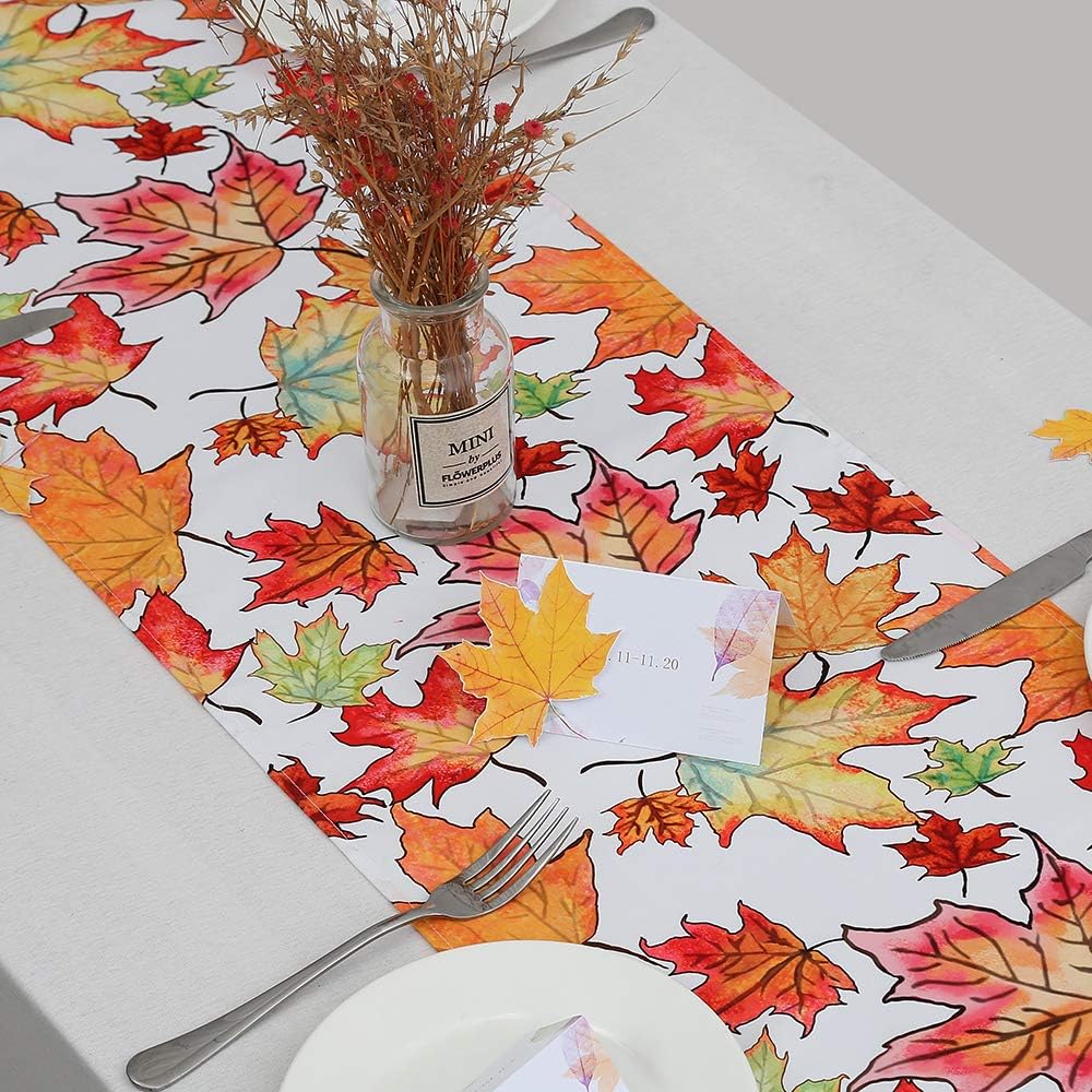 SoarDream Thanksgiving Harvest Table Runner 2 Pieces 13x84 Inches Maple Leaves Printed Table Runner Autumn Or Fall Outdoor Party Table Decorations: Home & Kitchen