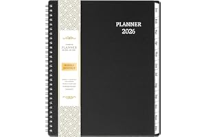 BOOQOOL 2026 Planner - Calendar Planner 2026, 8" x 10", Jan. 2026 - Dec. 2026, 2026 Planner Weekly & Monthly, 12 Monthly Tabs, Improving Your Time Management Skill, Enterprise