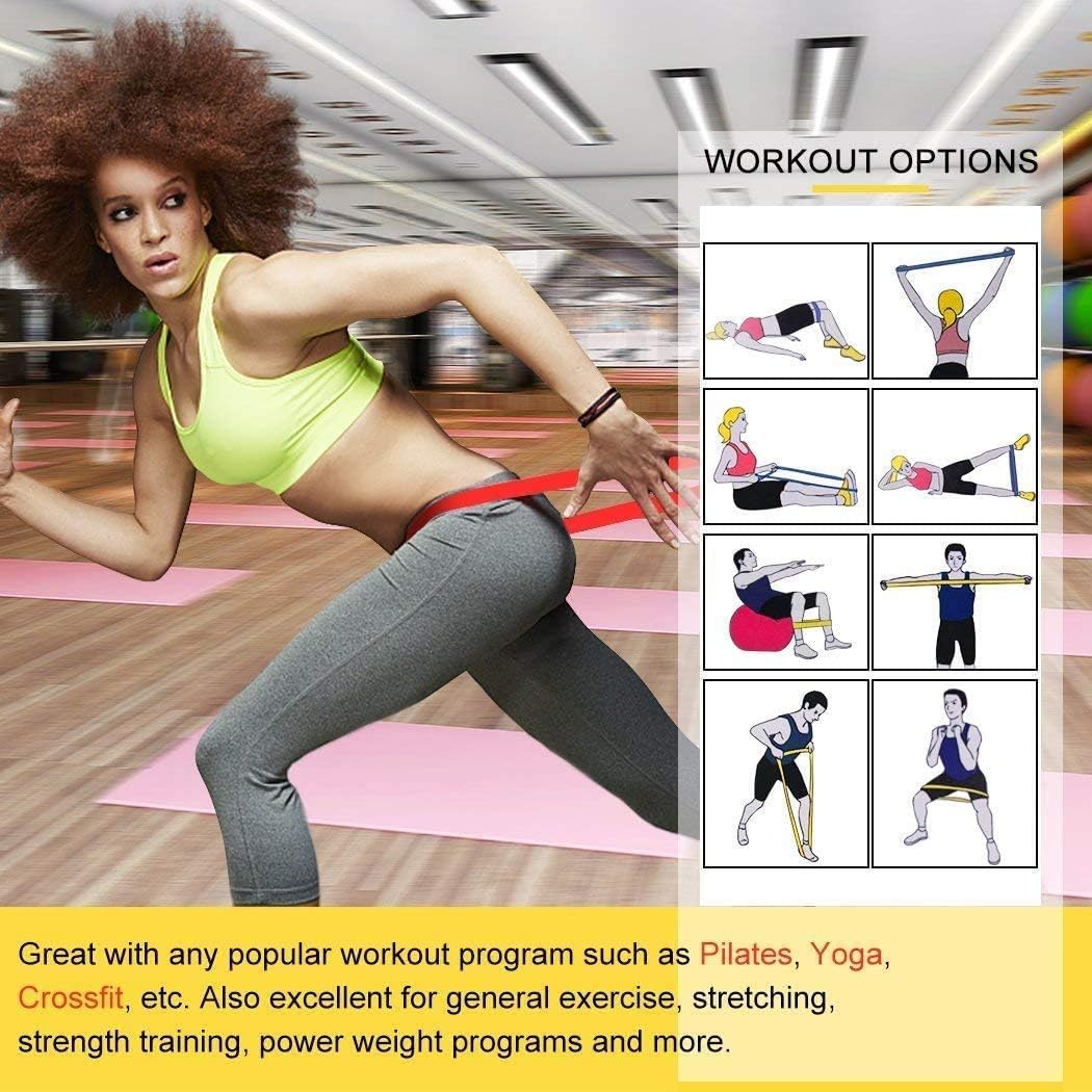 Elimoons Resistance Bands Set of 5，Men and Women Skin Friendly Resistance Fitness Exercise Loop Bands with 5 Strength Levels for Yoga, Gym, Home, Pilates, Strength Training with Free Carrying Bag : Sports & Outdoors